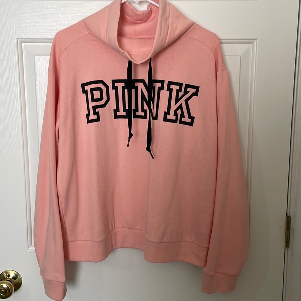 PINK Cropped Cowel Neck Pullover